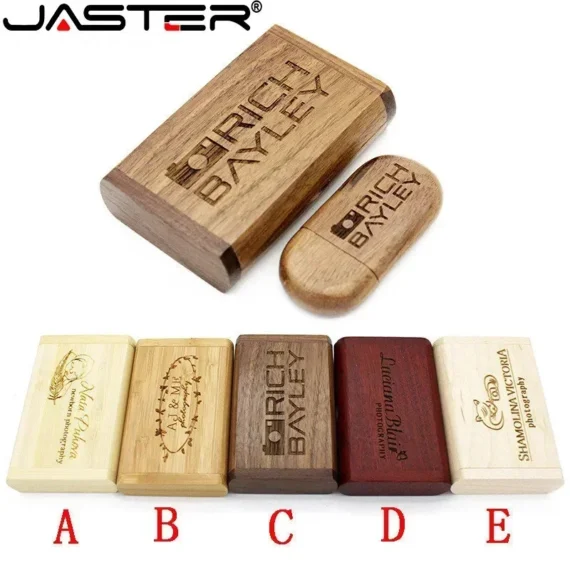 JASTER (1 قطعة شعار مجاني) محرك فلاش USB خشبي/خيزران 2.0 بندريف 4 جيجابايت 8 جيجابايت 16 جيجابايت 32 جيجابايت 64 جيجابايت 128 جيجابايت هدايا الذاكرة للتصوير الفوتوغرافي